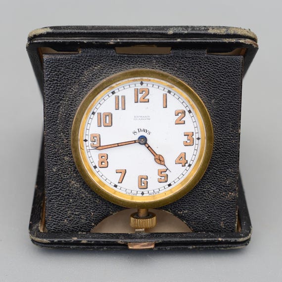 Vintage Edward Glasgow 8 Days Swiss Made Travel Alarm Mechanical