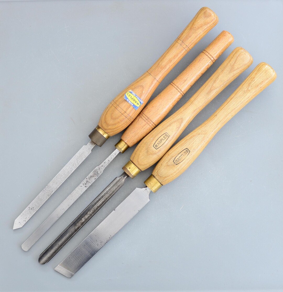4 Vintage Marples & Wadkin England Skew Spindle Parting Woodturning ...
