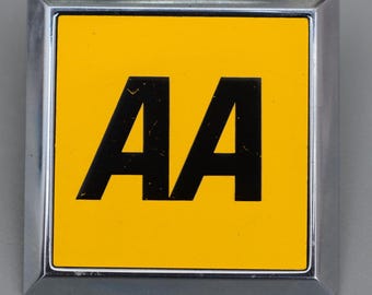 Vintage Square AA Car Badge 1970's Members Grille Badge