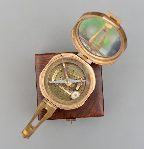 Vintage Stanley London 3” Brass Compass Brunton Compas With