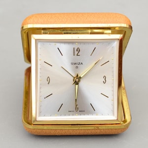 Vintage SWIZA 8 Days Swiss Made Travel Alarm Mechanical Clock Working