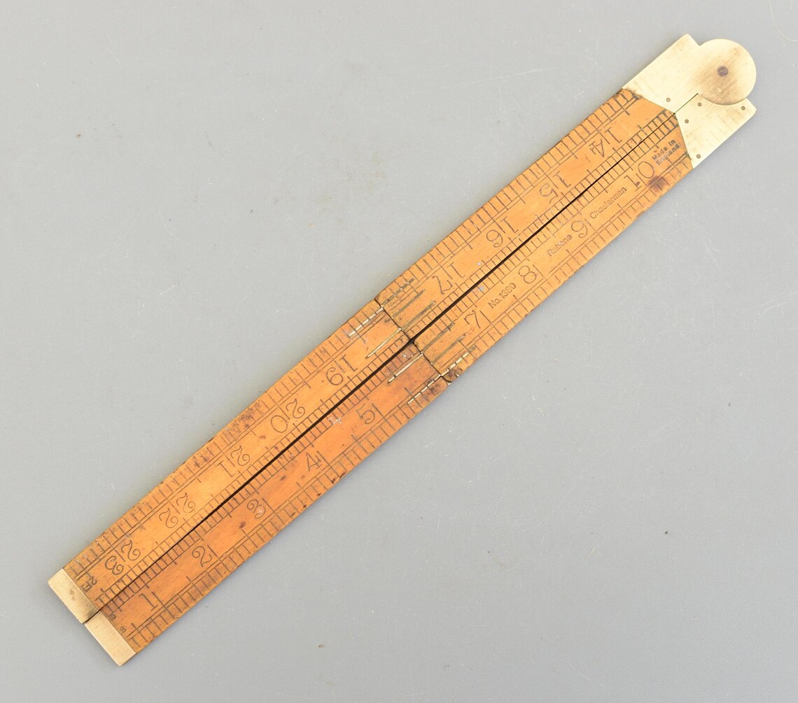 English Ruler That Was Inbread Vintage Rabone Chesterman England No 1380 Boxwood & Brass Folding Ruler ...