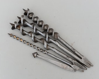 Vintage Set of 5 Auger Wood Drill Bit for Bit Brace Sheffield England