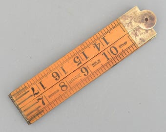 Vintage Rabone England No 1167 Warranted Boxwood & Brass Folding Ruler 24''