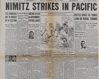 Vintage Original Chicago Daily Tribune Newspaper No 279 22 November 1943 World War WWII WW2