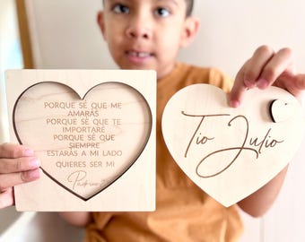 Personalized Wood Heart: Godparent Proposal Gift Box | Propuesta para padrinos