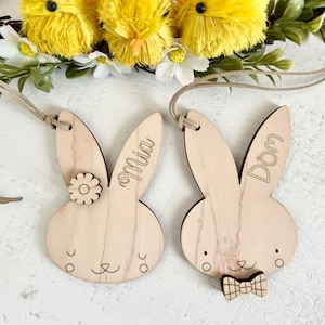 Bunny face Easter basket name tags | Easter basket personalized tags | Wooden Easter basket tags | Custom name tags| Personalized bunny tags