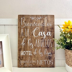 Personalized Grandparent&#39;s House Wooden Sign: Abuelos Gift
