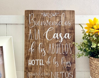 Personalized Grandparent's House Wooden Sign: Abuelos Gift