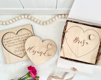 Personalized Wood Heart: Godparent Proposal Gift Box | Propuesta para padrinos