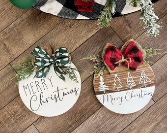 Handmade Merry Christmas Door Hanger: Rustic Holiday Decor