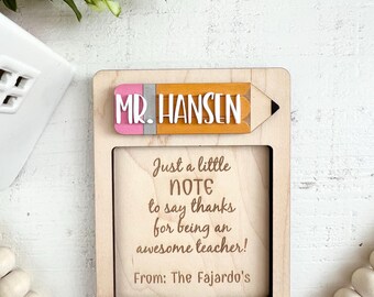 Personalized Teacher Sticky Note Holder: Appreciation Gift