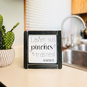 Funny Spanish Kitchen Sign: Laven Sus Pinches Trastes Wooden Frame