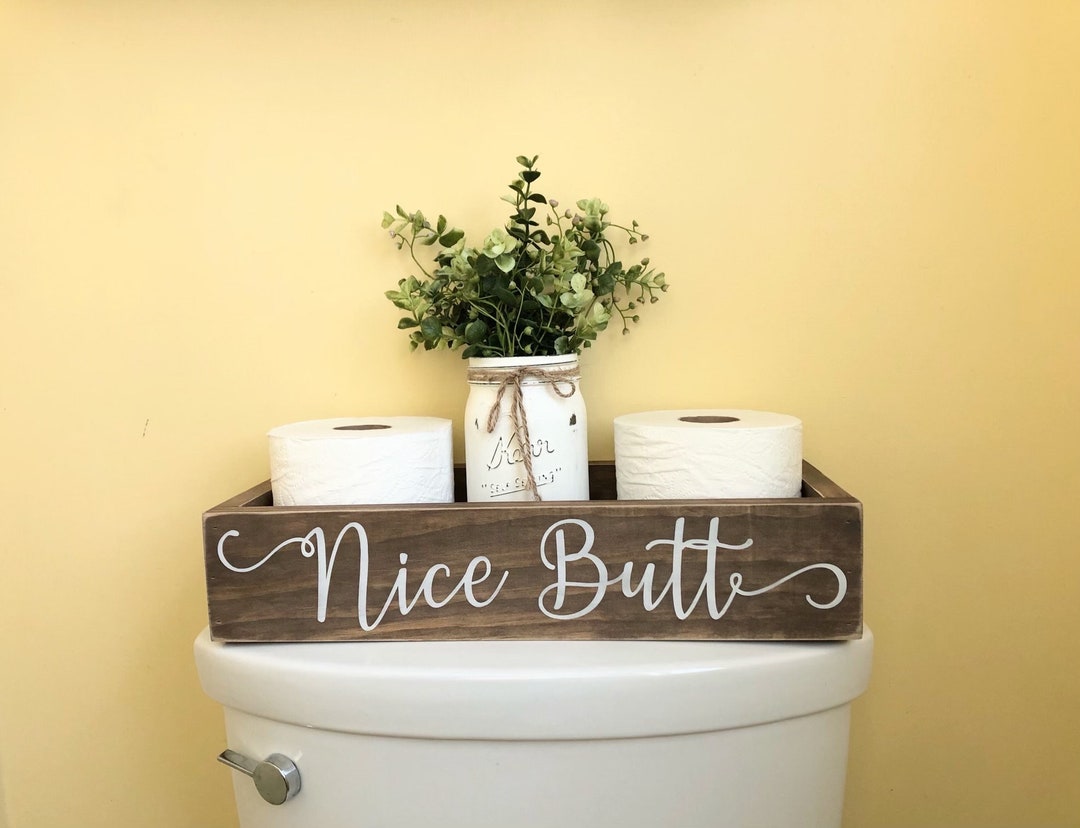 Toilet Paper Wood Box TP Bathroom Box Funny Bathroom Box Hello Sweet