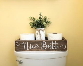 Funny Toilet Paper Box: Rustic Farmhouse Bathroom Organizer