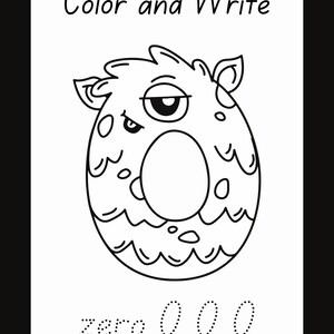 Animal Number Worksheet (Color & Write) 0-9