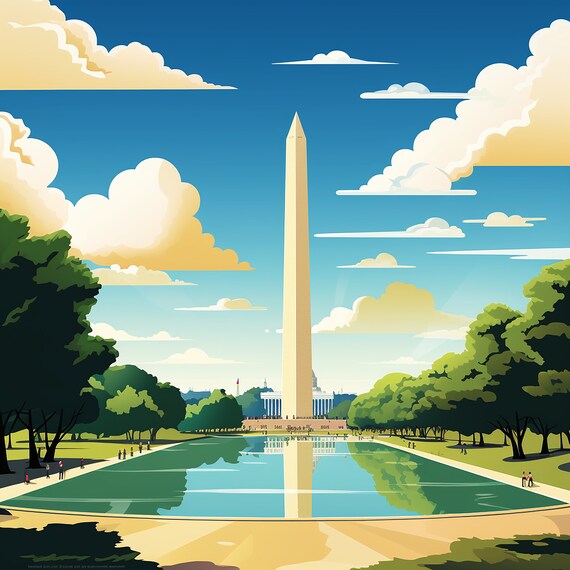 ワシントン D.C. のワシントン記念塔のビンテージ スタイルのポスター