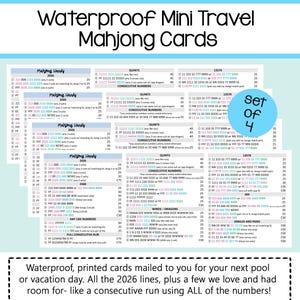 Set of 4 Waterproof Travel Mahjong Cards