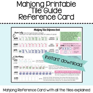 Mahjong Printable Referenzkarte und Tile Guide Bild 1