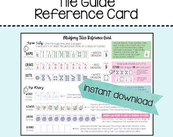 Mahjong Printable Reference Card and Tile Guide