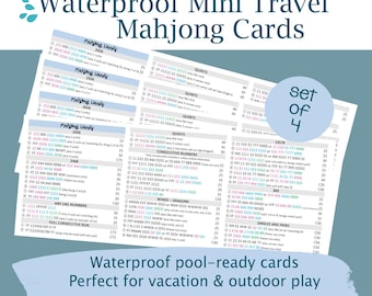 Set of 4 Waterproof Travel Mahjong Cards