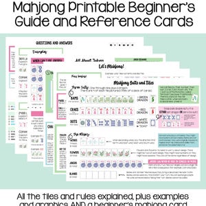 Printable Mahjong Beginner's Guide: Rules, Details, and Reference Cards