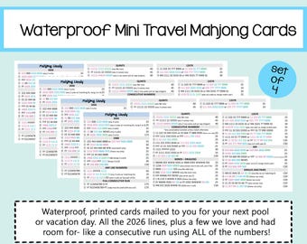 Set of 4 Waterproof Travel Mahjong Cards