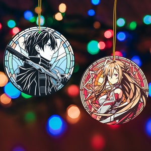 Doppi ornamenti ispirati agli anime, accessori per auto, specchietto retrovisore, decorazioni ispirate al vetro colorato del guerriero, doppio lato