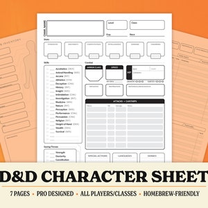 All-in-One D&D Character Sheet - Complete with Equipment Diagram and Robust Spellcasting Section! (PDF)