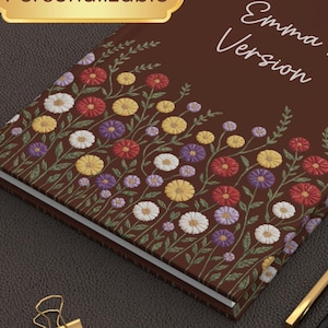 Personalized Cottagecore Floral Hardcover Journal: Custom Name Piano Flowers