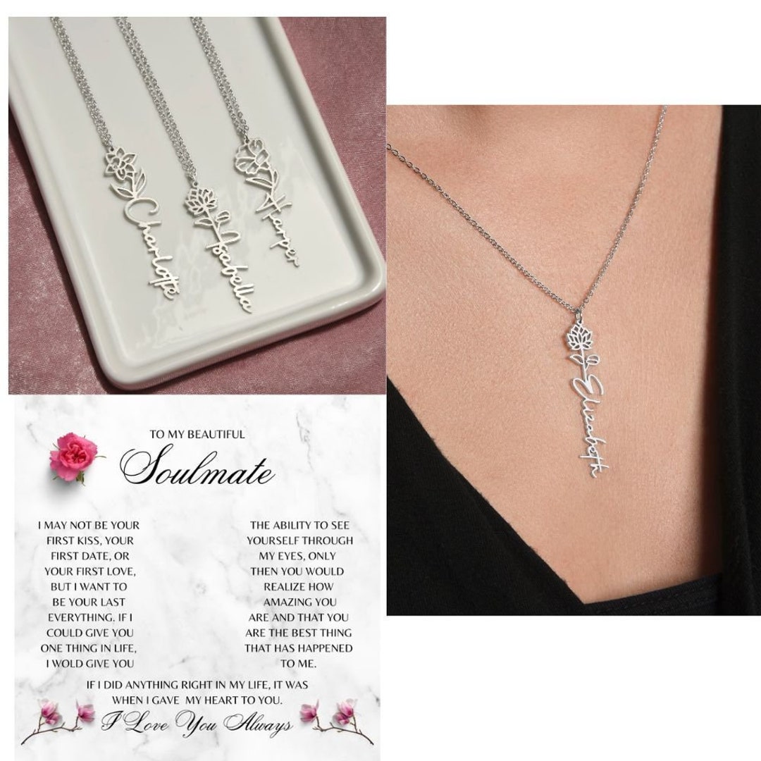 To My Beautiful Soulmate Flower Name Necklace Etsy