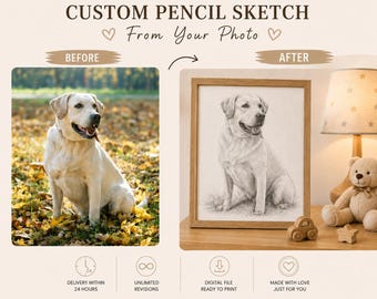 Custom Pet Pencil Sketch Art from your photo  (Digital Download)