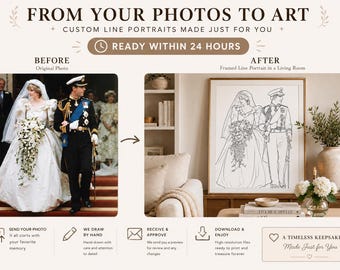 Custom Portrait from your photo : Minimalist Art , Wedding Gift