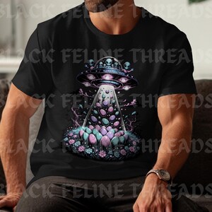 Dark Spring UFO Tee, Dark Cottagecore Alien Shirt, Pastel Cryptid Sweater, Gothic Easter Egg Crewneck, Ostara Pagan Holiday, Spring Equinox