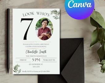 70th Birthday Invitation 70th Invitation Template Digital 70th Birthday Party Invite 70th Card Birthday Invitation Template printable PDF