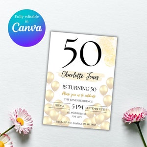 Birthday Invitation 50th Birthday Invitation Digital Template 50 Birthday Party invitation 50th invitation birthday Template printable PDF