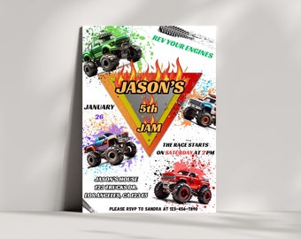 Monster Truck Birthday Party Invitation | Monster Jam Invite | Printable Birthday Party Invitations | Digital Kids Party Invite Boy Birthday