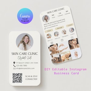 Instagram Business Card, Editable Esthetician Templates, Ig Business Card, Skincare Template, Social Media Template, Qr Code Business Card