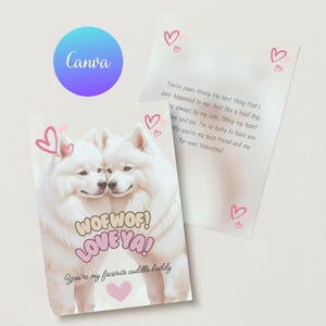 Hundekarten Hunde Liebeskarten Hundeliebhaber Karten Valentinstag Karten Jahrestag Grußkarte Samojede Liebhaber Hund Valentinstag Karten editierbar