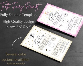 Editable Tooth Fairy Receipt Printable Certificate | First Tooth Lost | Realistic Tooth Fairy Letter | Kids Tooth Fairy Letter | Lost Tooth