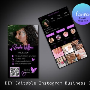 Instagram Business Card, Editable Esthetician Templates, Ig Business Card, Skincare Template, Social Media Template, Qr Code Business Card