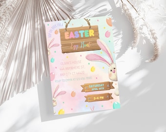 Easter Egg Hunt Invitation Template, Easter Invitation, Bunny Invitation Easter Egg Easter Egg Editable Template Easter card Easter editable