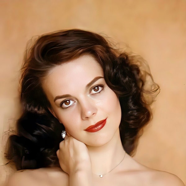 Natalie Wood Studioportrait c. 1960er Jahre - Farbe, mehrere Größen - Schauspielerin, Hauptdarstellerin, klassische Schönheit, alter Hollywood-Glamour [C124]