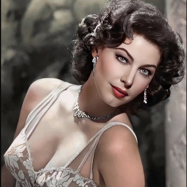 Ava Gardner publicity photo c. 1950's - color, multiple sizes -  actress leading lady, classic beauty, old Hollywood glamour [C155]