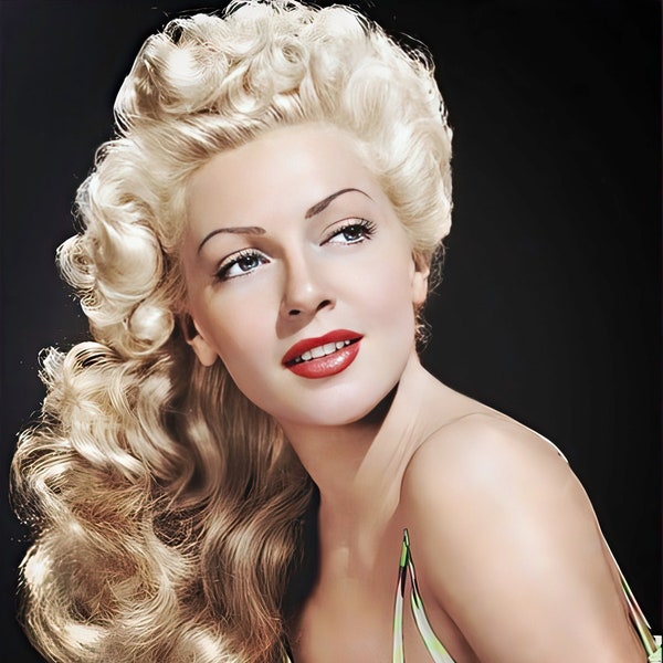 Lana Turner glamour photo ca. 1940's - color, multiple sizes - classic actress, old Hollywood, glamorous leading lady, art poster [C147]