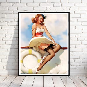 ELVGREN: &quot;All Hands on Deck&quot;, Vintage Reproduction, Classic Pinup, Multiple Sizes, Prints & Posters, vintage illustration [202-305]