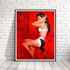 OLMSTEAD: &quot;Sunburn&quot; Classic Pinup, Vintage Reproduction, Sexy, Tan Lines, Multiple Sizes, Prints, Posters, Wall Art [202-406]