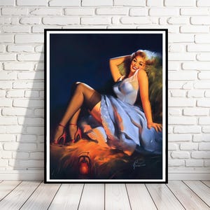 RUNCI: "Bombshell" Classic Pinup, Vintage Reproduction, Sexy, Elegant, Multiple Sizes, Prints, Posters, Wall Art [202-408]