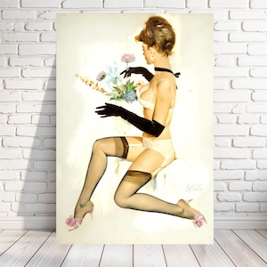 FRITZ WILLIS: Classic Pinup, Vintage Reproduction, Stockings and Garters, Sexy, Topless, Multiple Sizes, Prints, Posters [202-380]