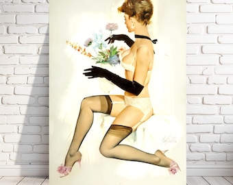 FRITZ WILLIS: Classic Pinup, Vintage Reproduction, Stockings and Garters, Sexy, Topless, Multiple Sizes, Prints, Posters [202-380]